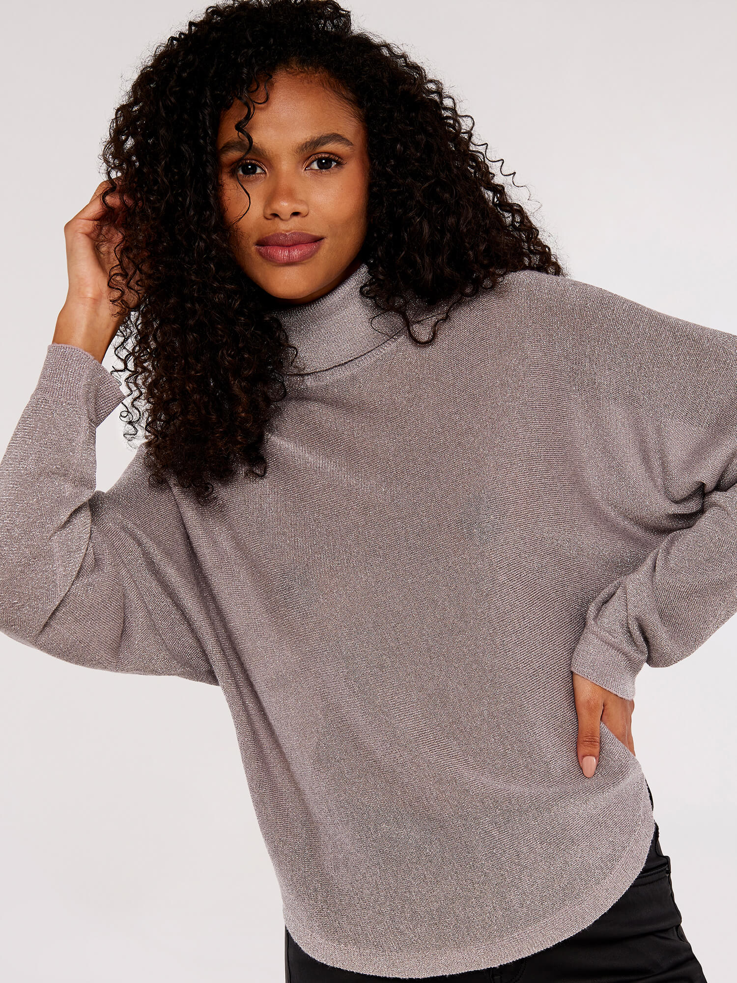 Grey polo cheap neck jumper womens