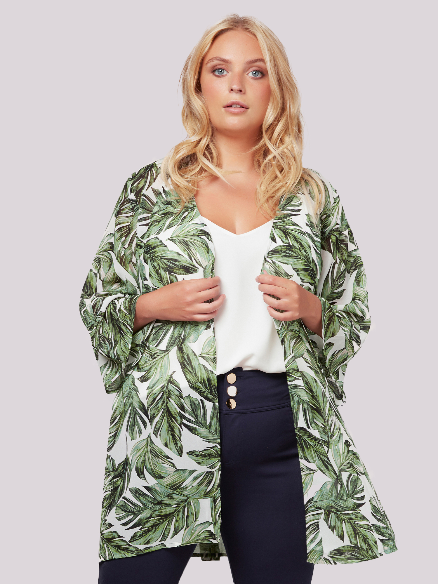 Tropical Leaf Kimono | Apricot Clothing