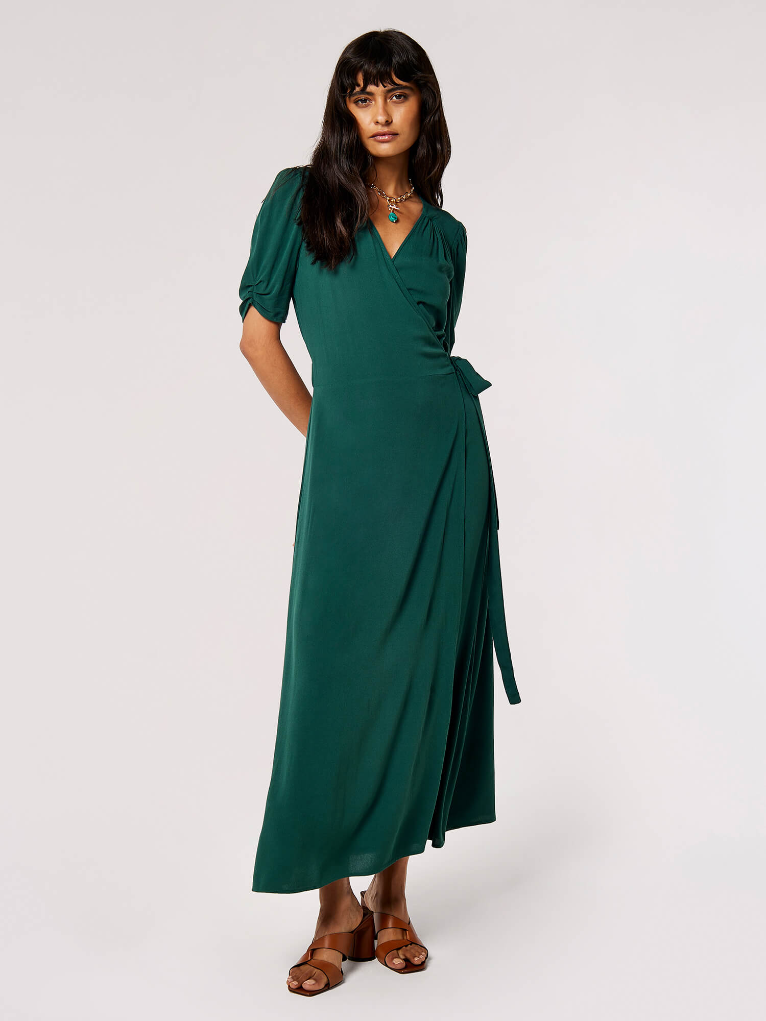 Puff Sleeve Wrap Maxi Dress | Apricot Clothing