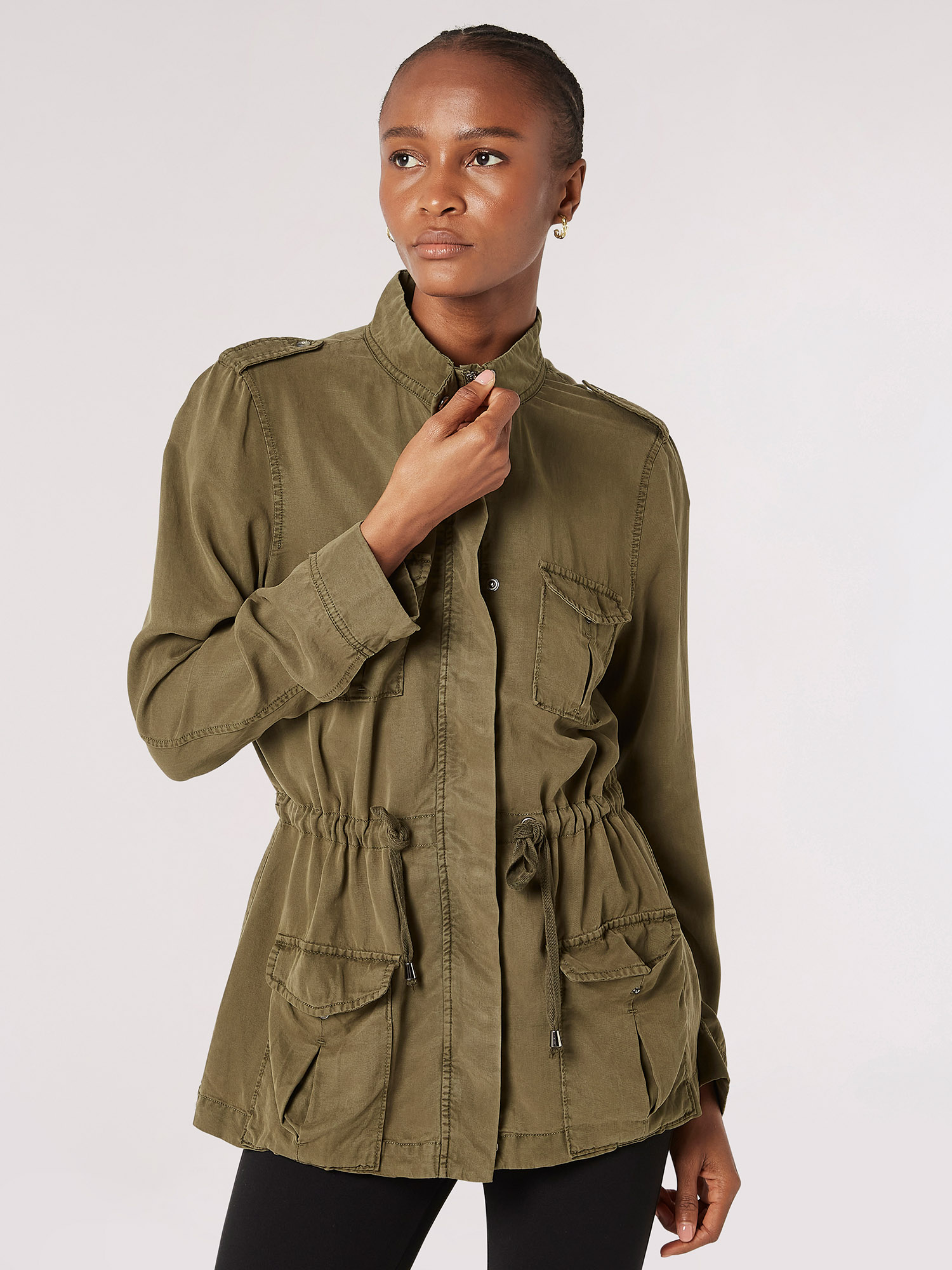 Drawstring Waist Utility Jacket | Apricot Clothing