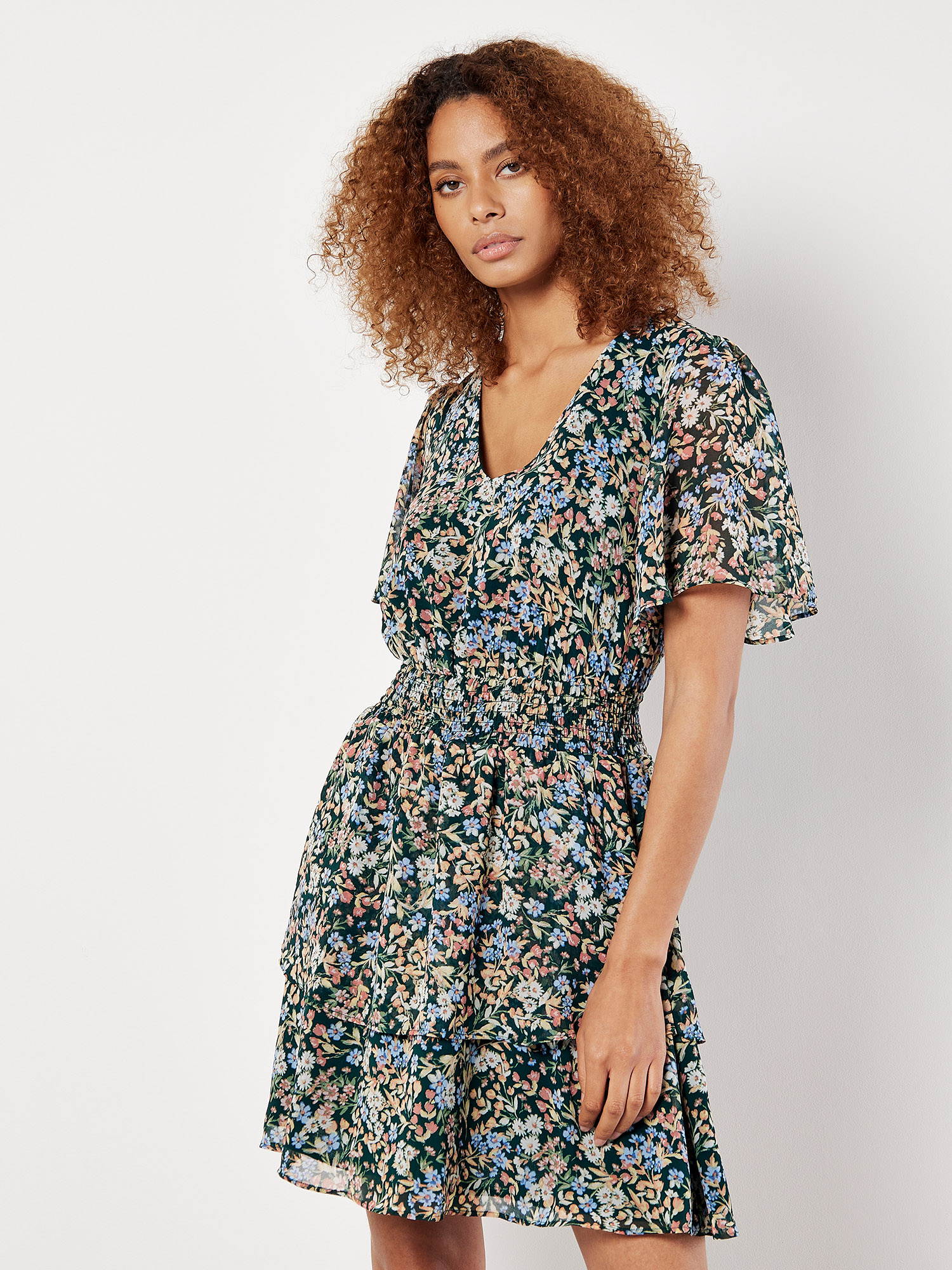 Ditsy Floral Chiffon Mini Dress | Apricot Clothing