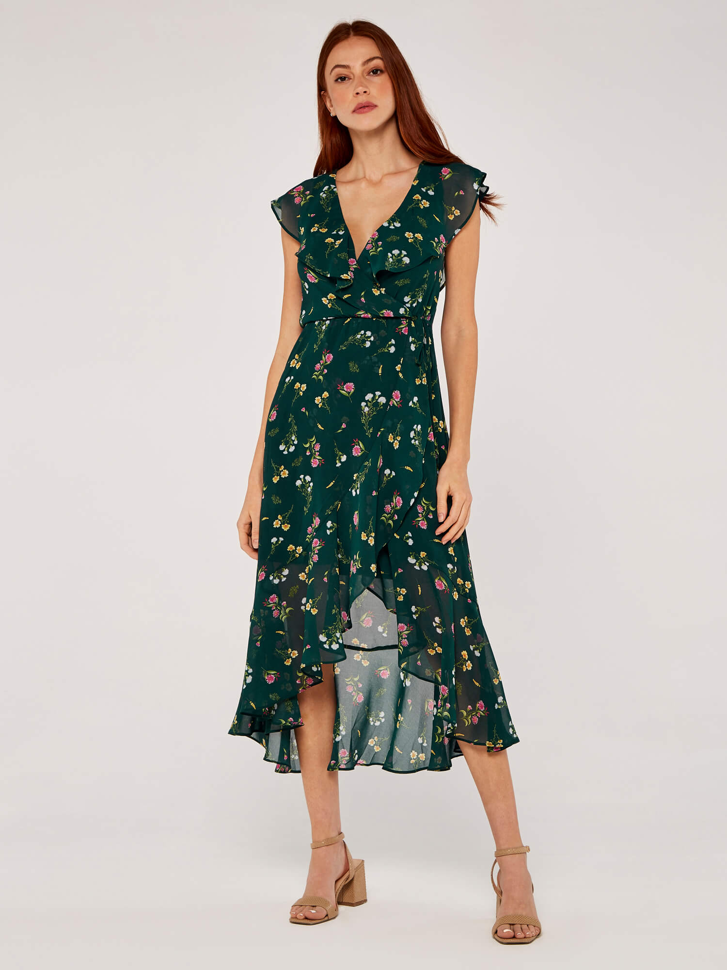 Botanical Wrap Midi Dress | Apricot Clothing