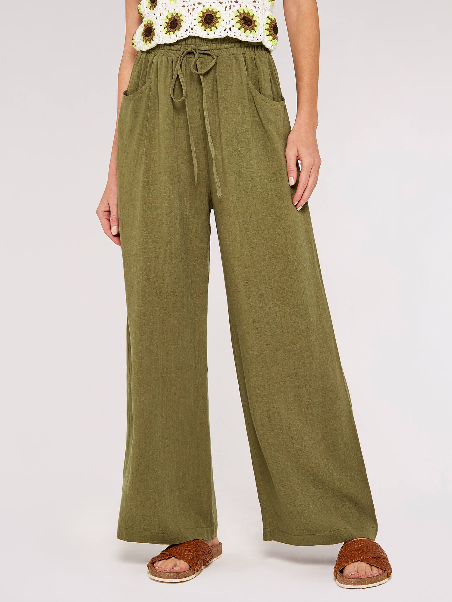 Linen Wide Leg Trousers | Apricot Clothing