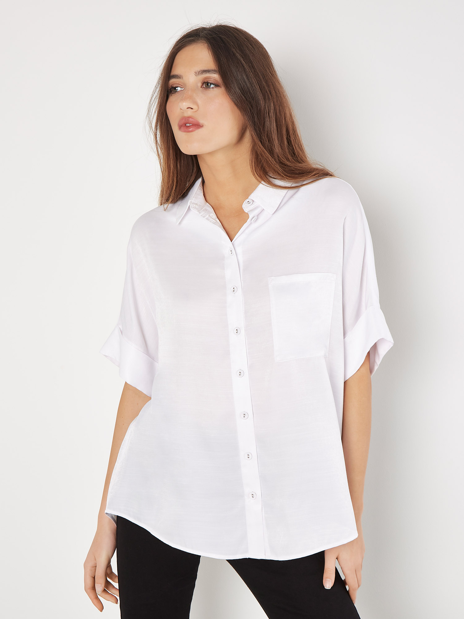 Relaxed-Fit Satin Shirt | Apricot Clothing