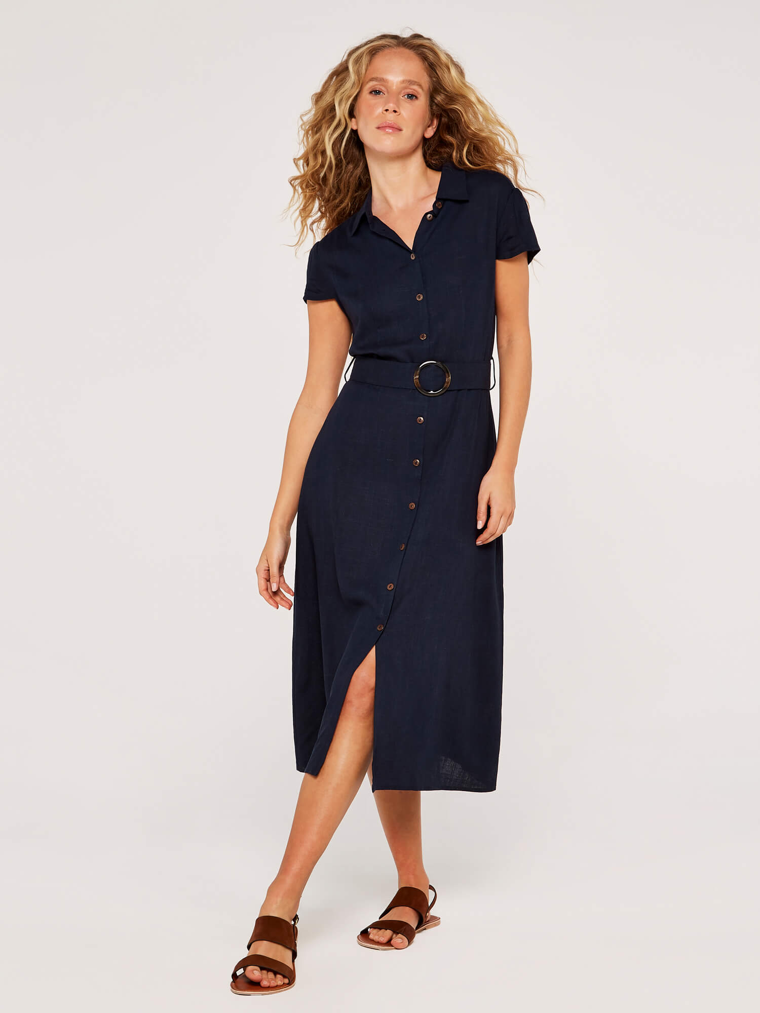 Linen button through outlet dress