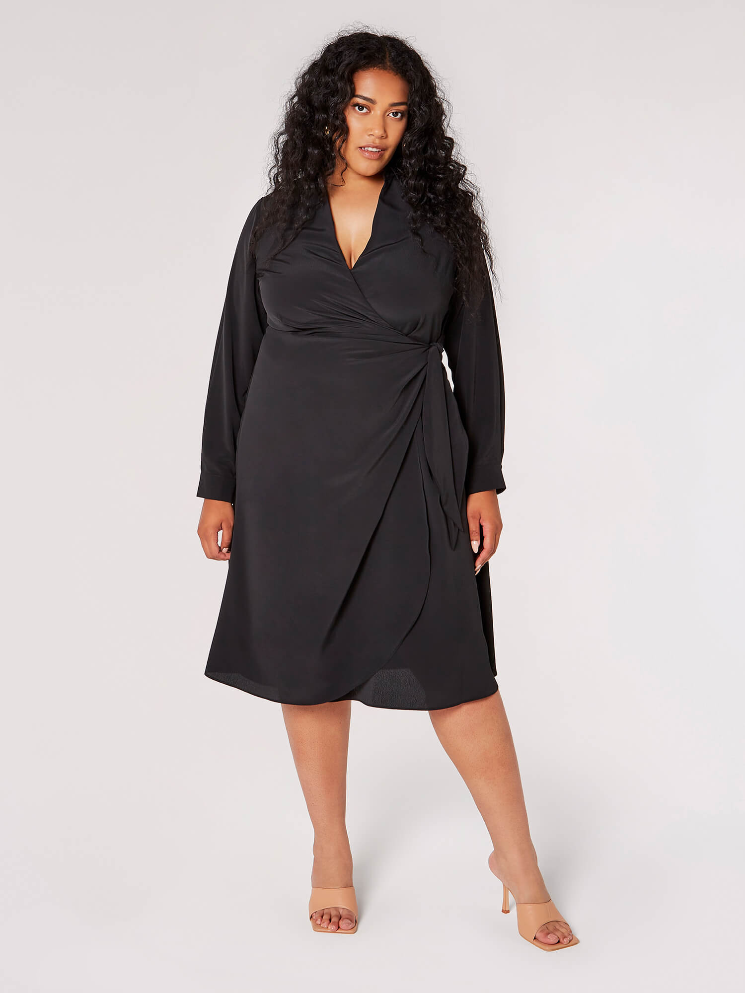 Curve Wrap Shirt Midi Dress | Apricot Clothing