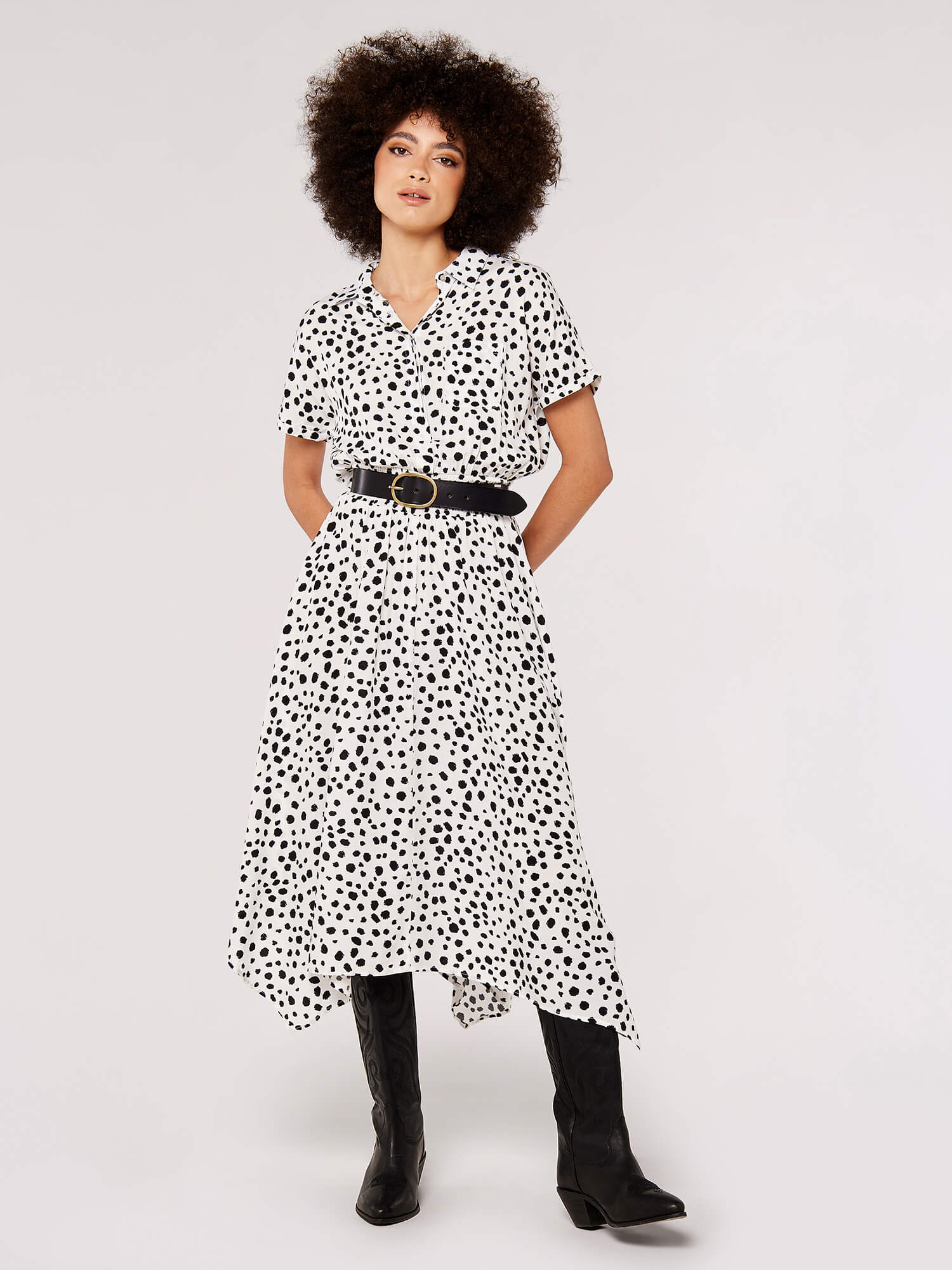 Painterly Dot Smocked Midi Dress | Apricot Clothing