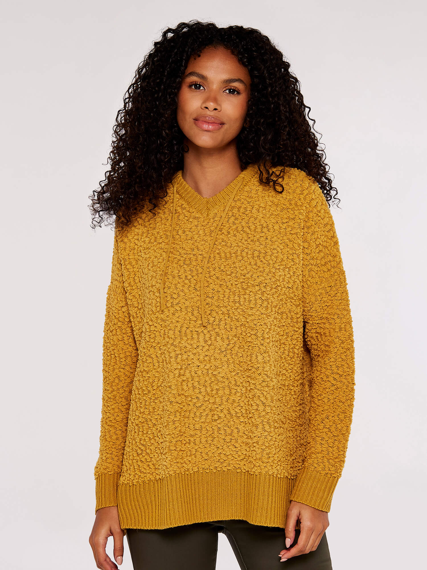 Popcorn Knit Hooded Jumper | Apricot Clothing