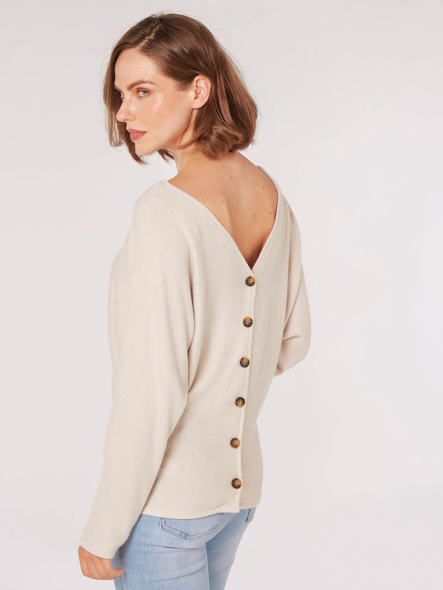 Button Back Knitted Top | Apricot Clothing