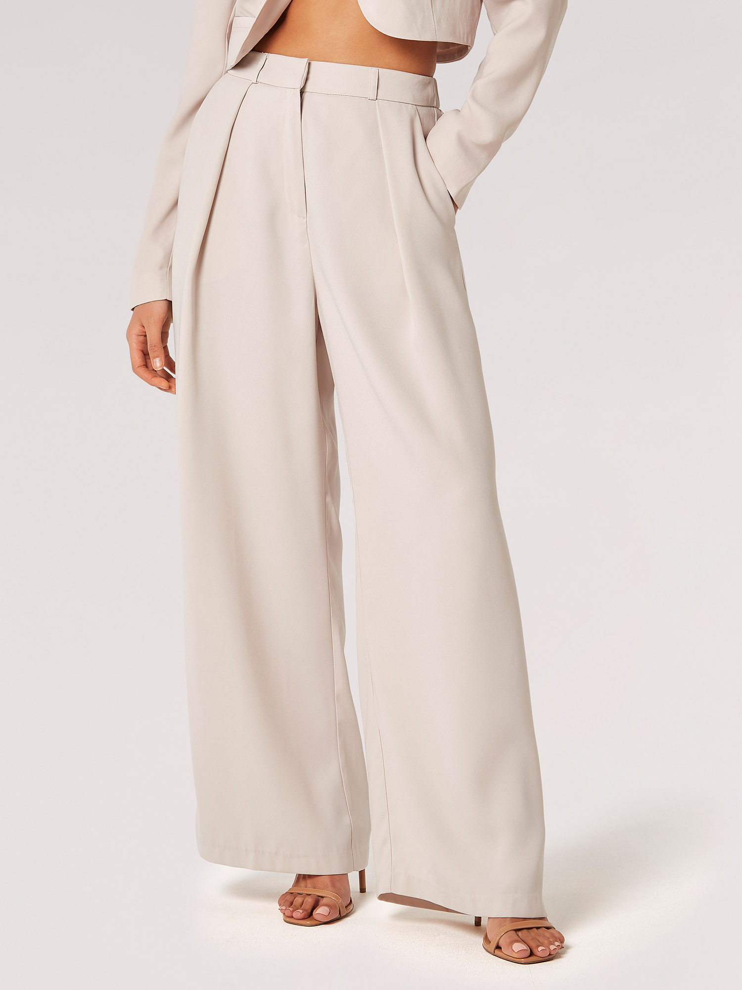 Pleat Detail Soft Tailored Trousers | Apricot Clothing