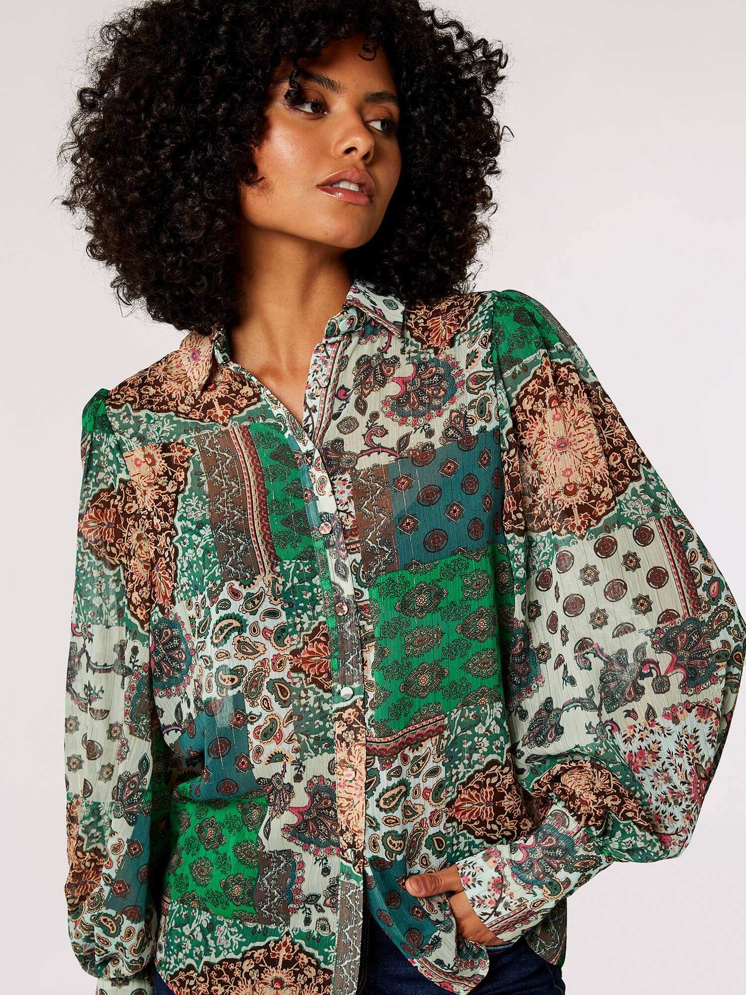 Paisley Patchwork Shimmer Shirt | Apricot Clothing