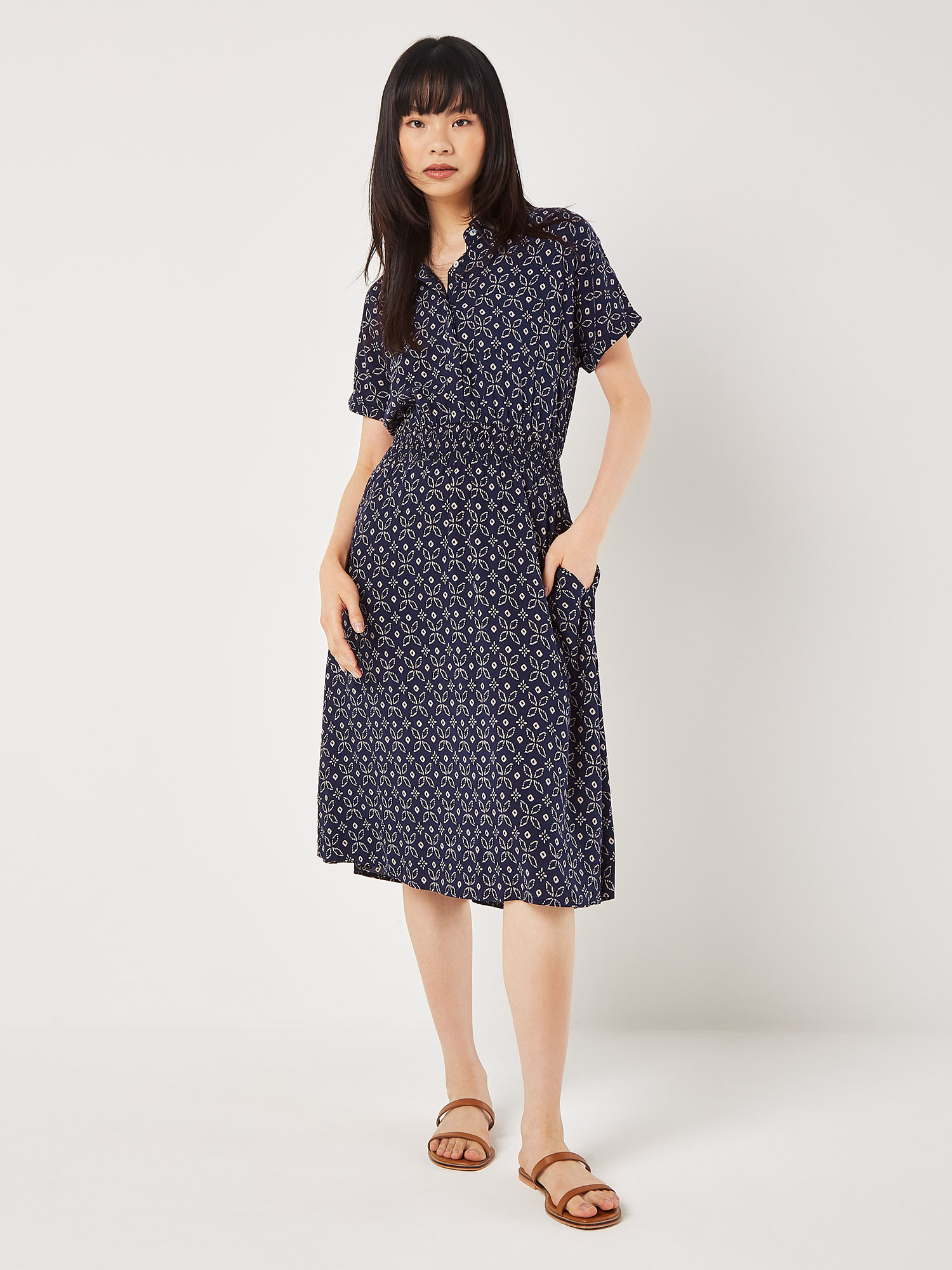 Batik Tile Shirt Midi Dress | Apricot Clothing