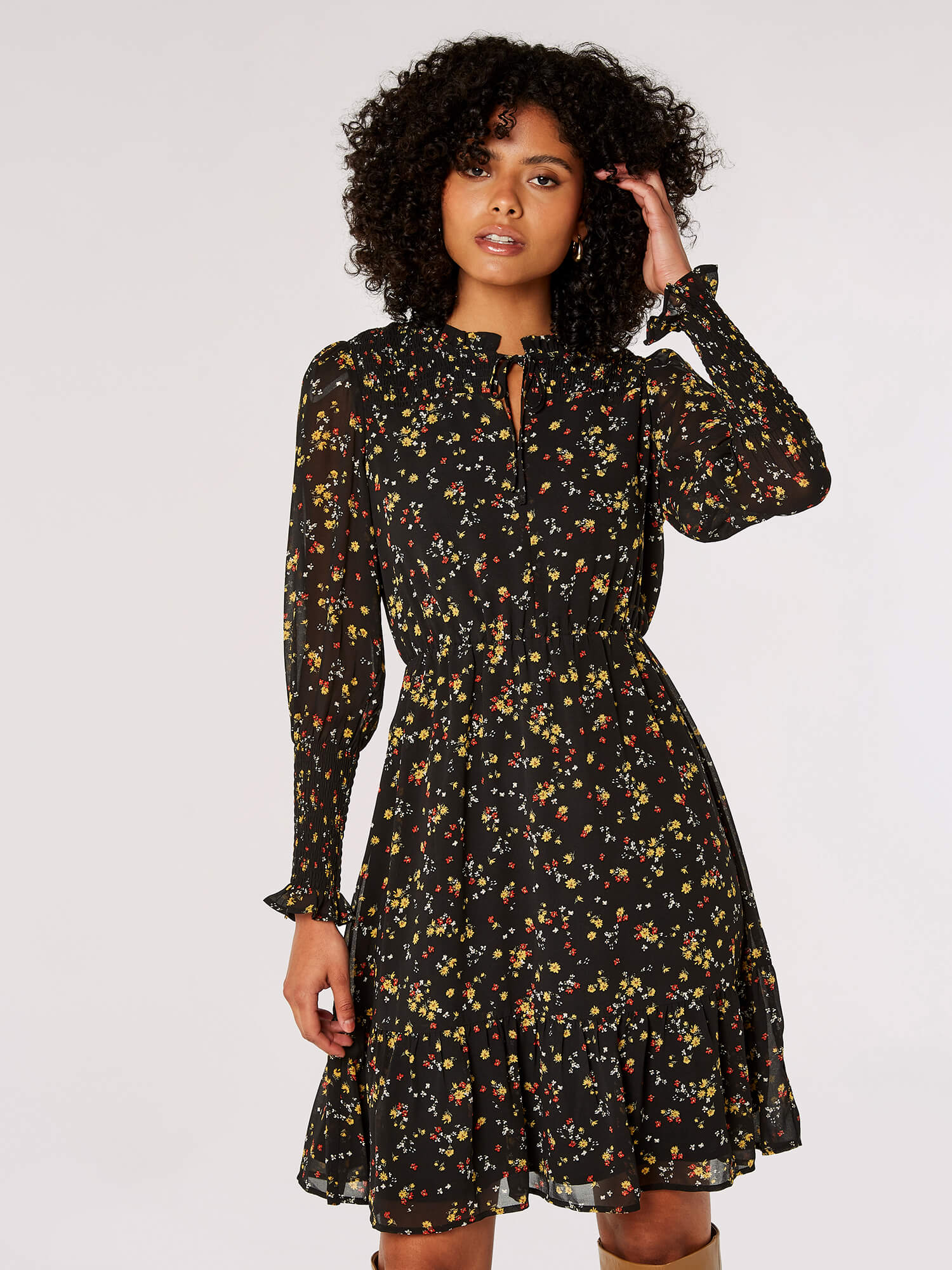 Ditsy Floral Ruffle Mini Dress | Apricot Clothing