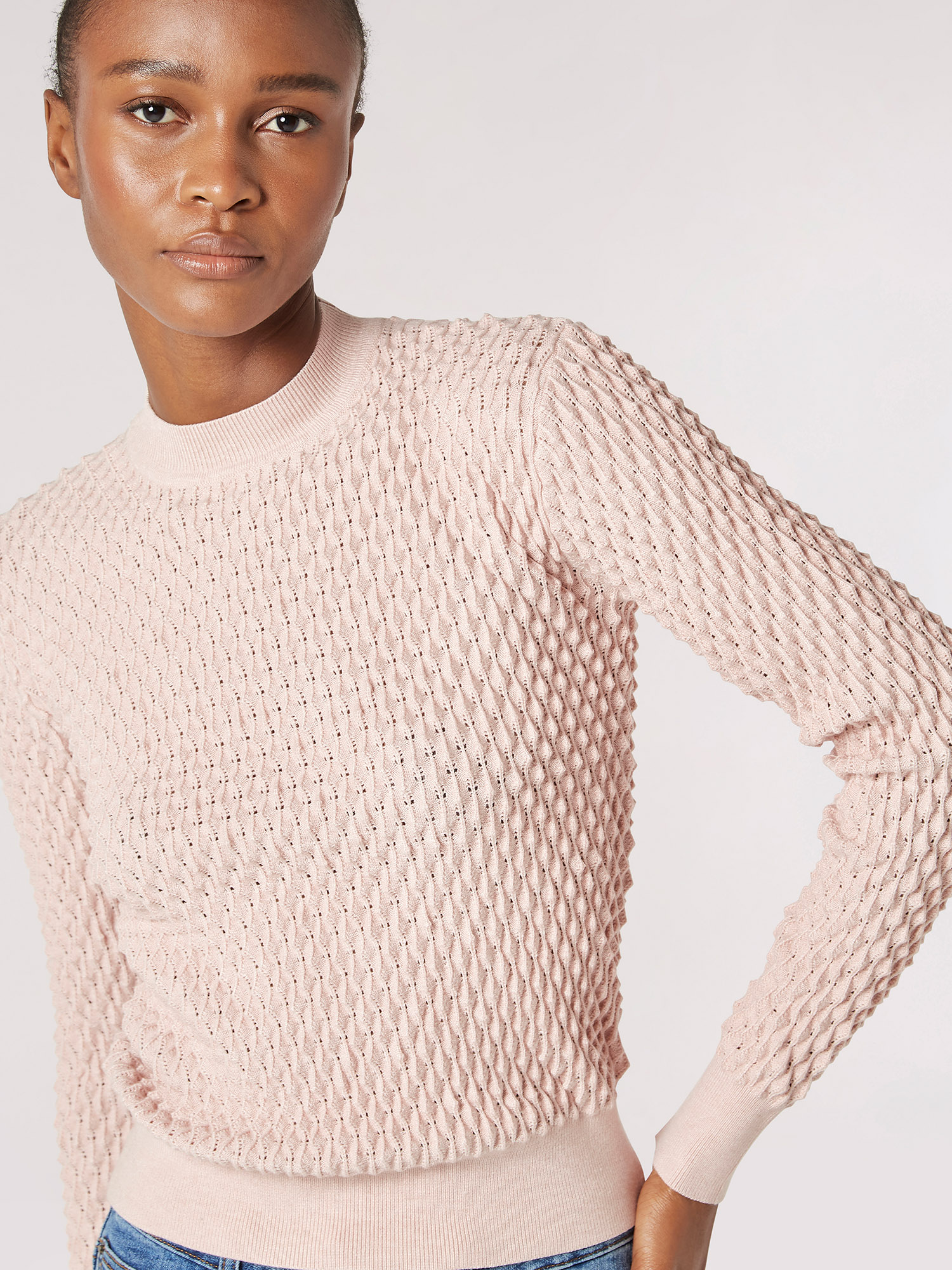 3D Textured Knitted Jumper | Apricot Clothing