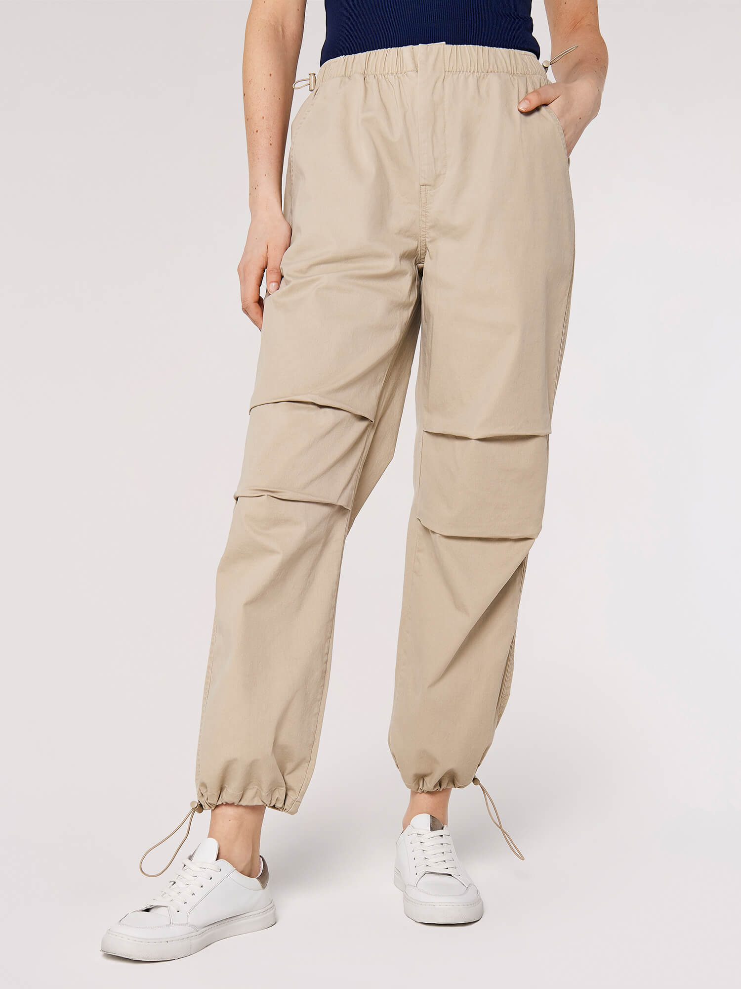 Pleat Tie Cargo Trousers | Apricot Clothing