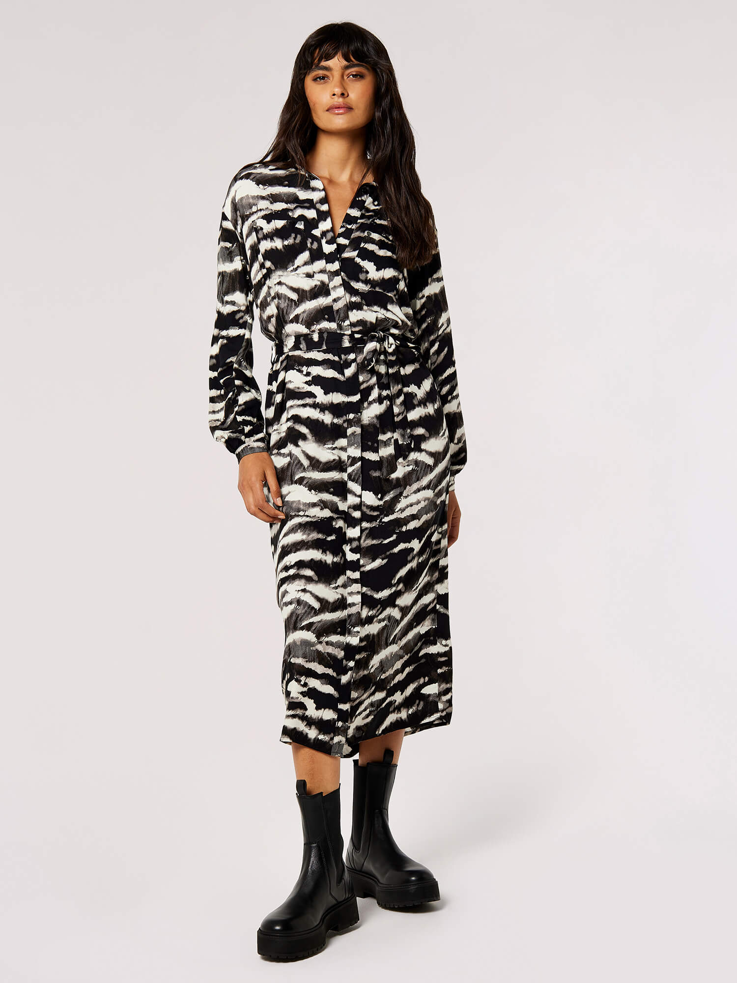 Zebra Shirt Midi Dress | Apricot Clothing