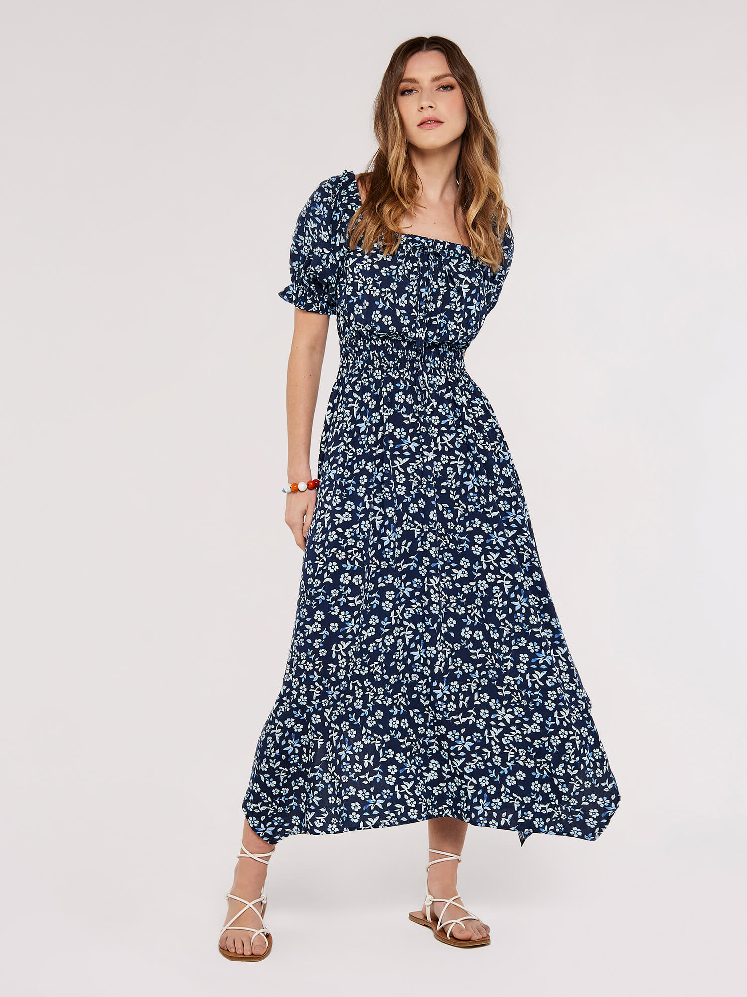 Sarasa Milkmaid Midi Dress | Apricot Clothing