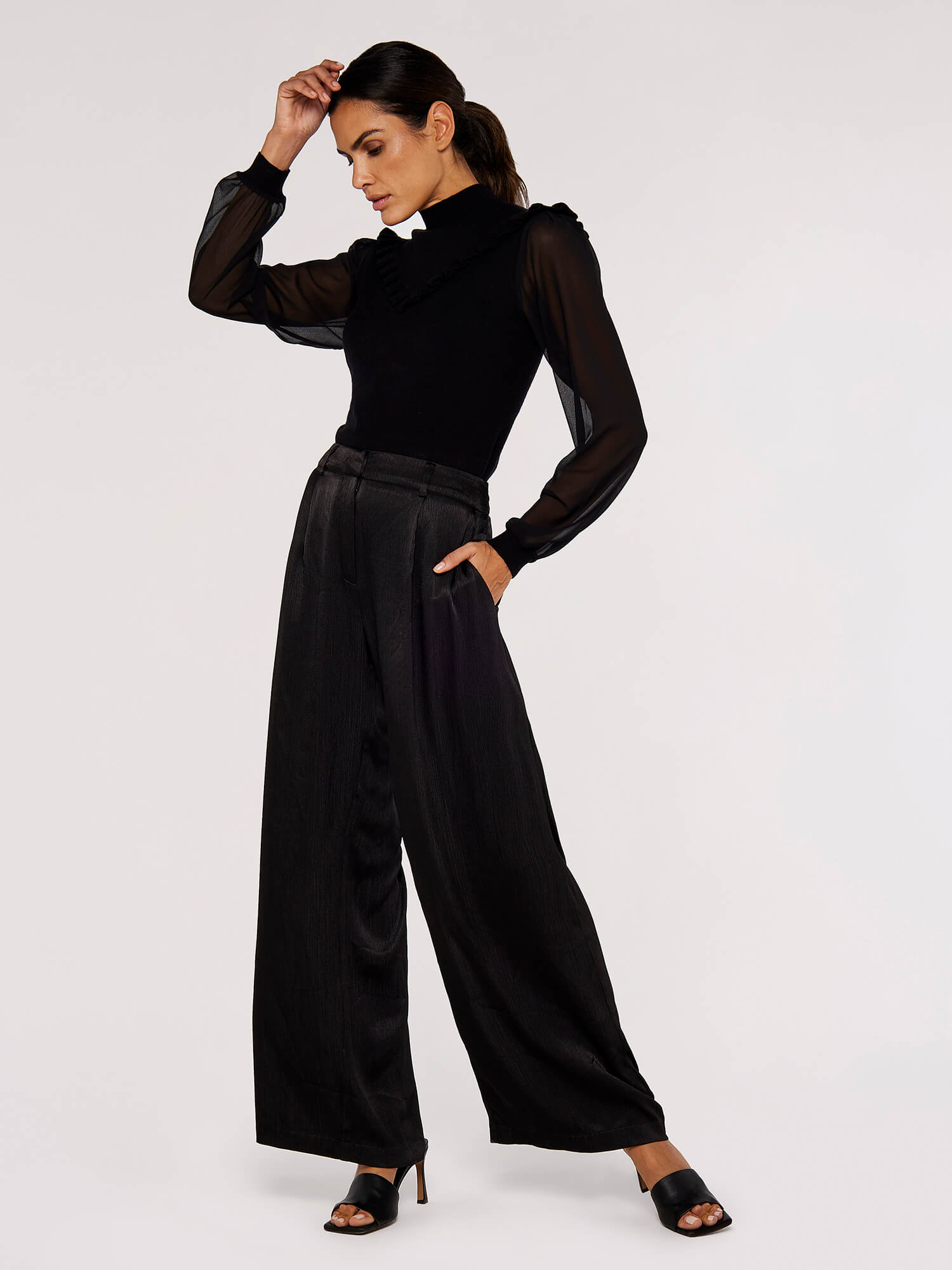 Black frill sleeve jumper best sale