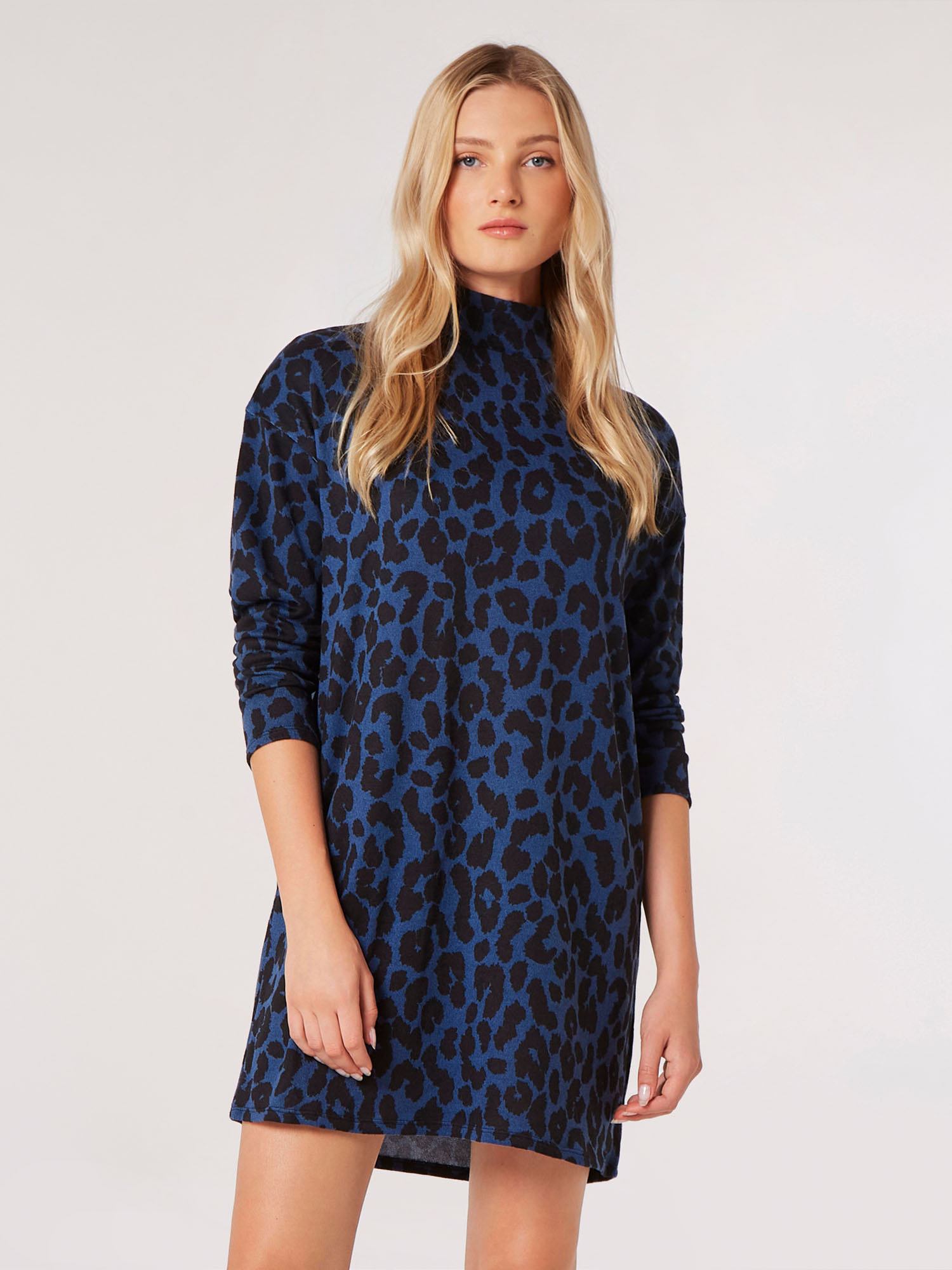 Leopard print clearance turtleneck dress