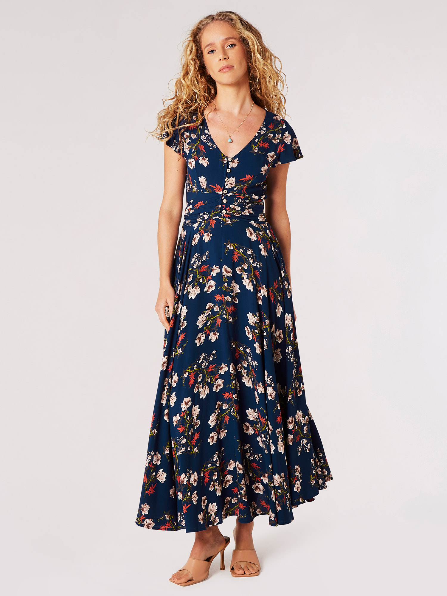 Blossom Bunches Midi Dress | Apricot Clothing