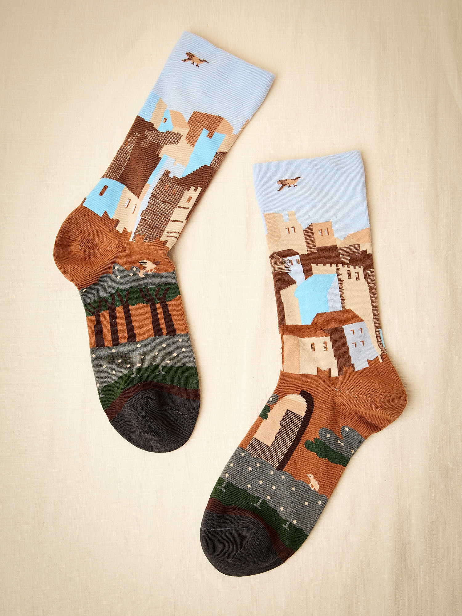 Landscape Print Cotton Socks | Apricot Clothing