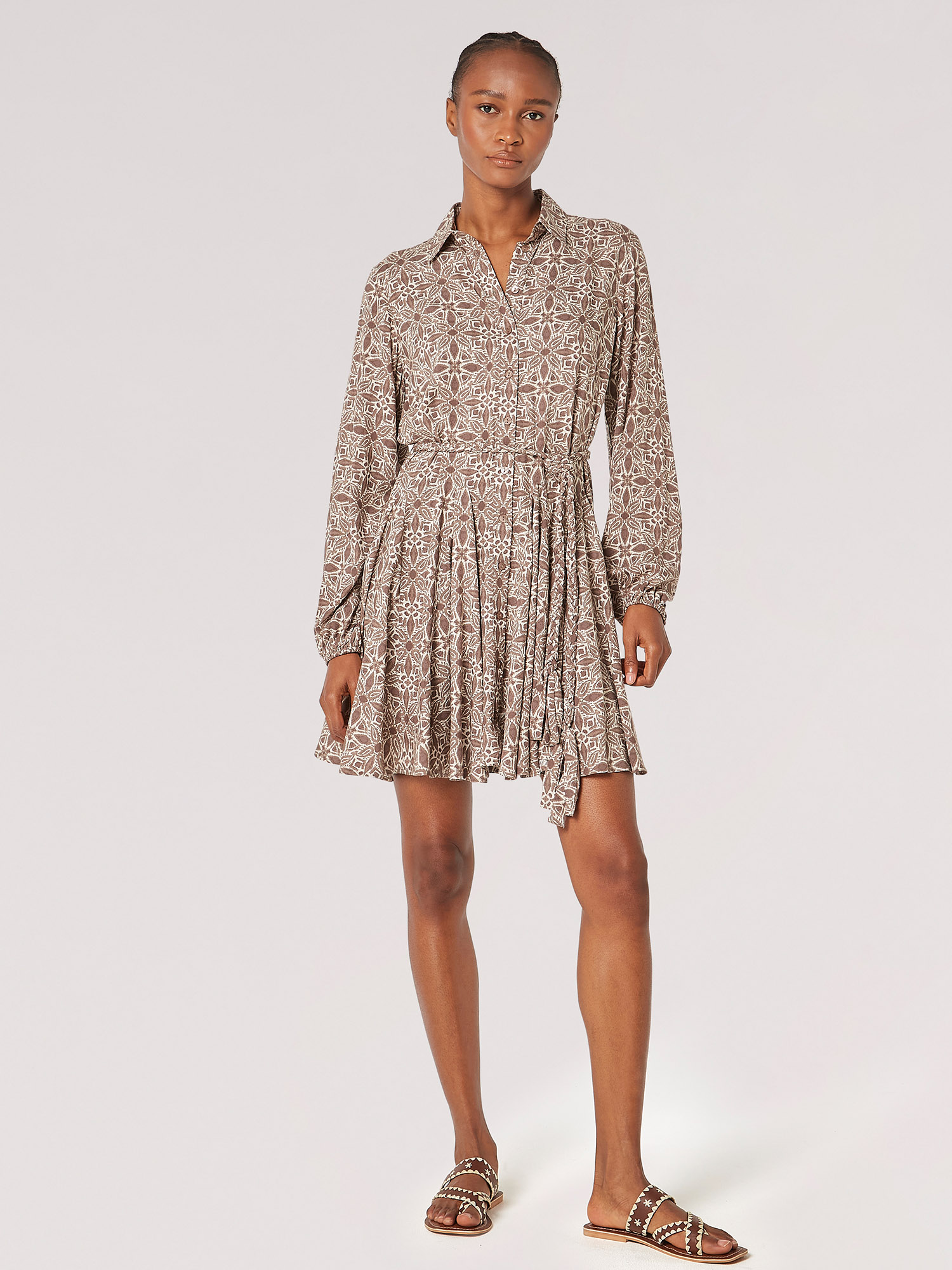 Ikat Tile Shirt Mini Dress | Apricot Clothing