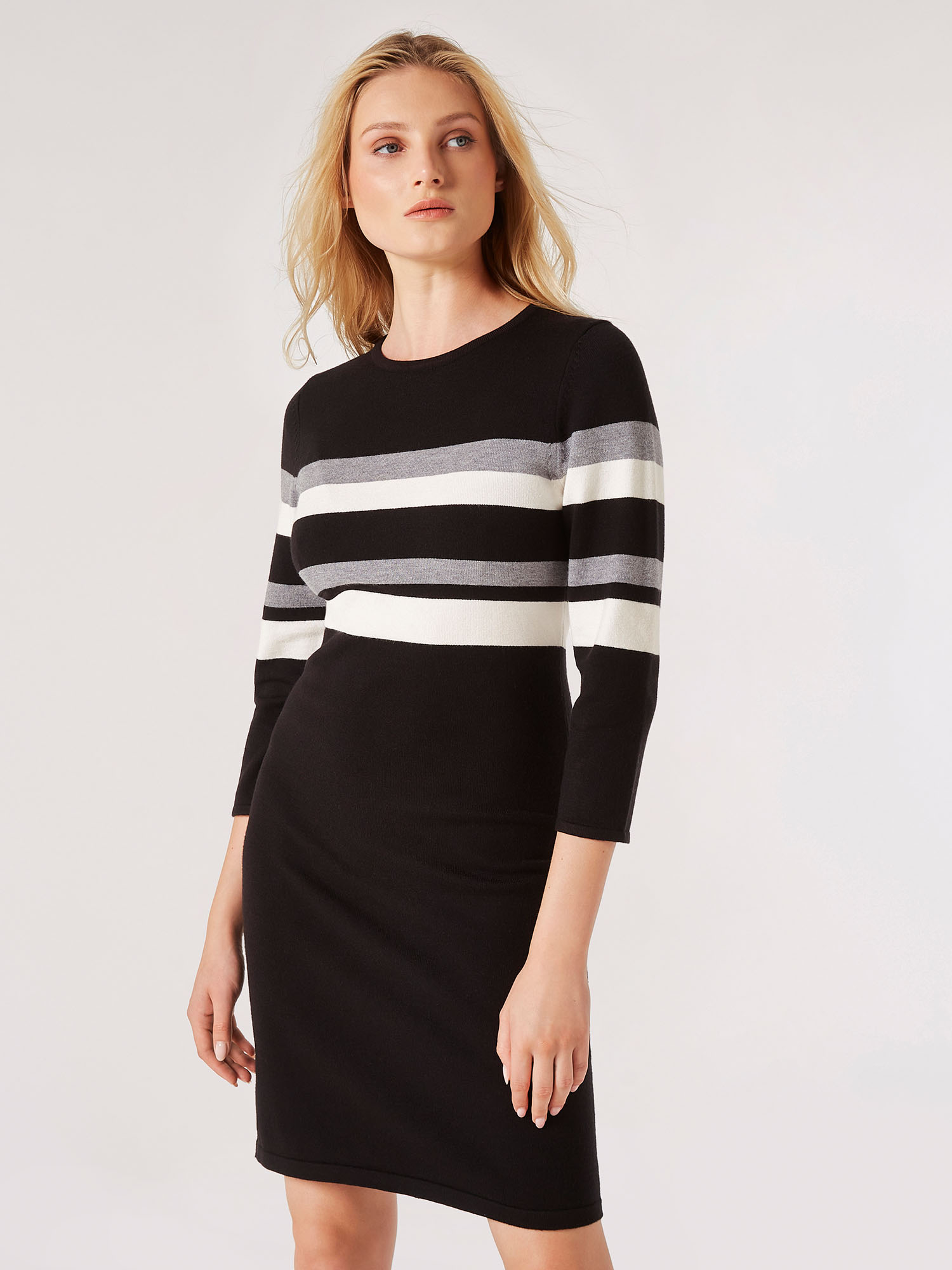 Striped Knitted Jumper Mini Dress | Apricot Clothing