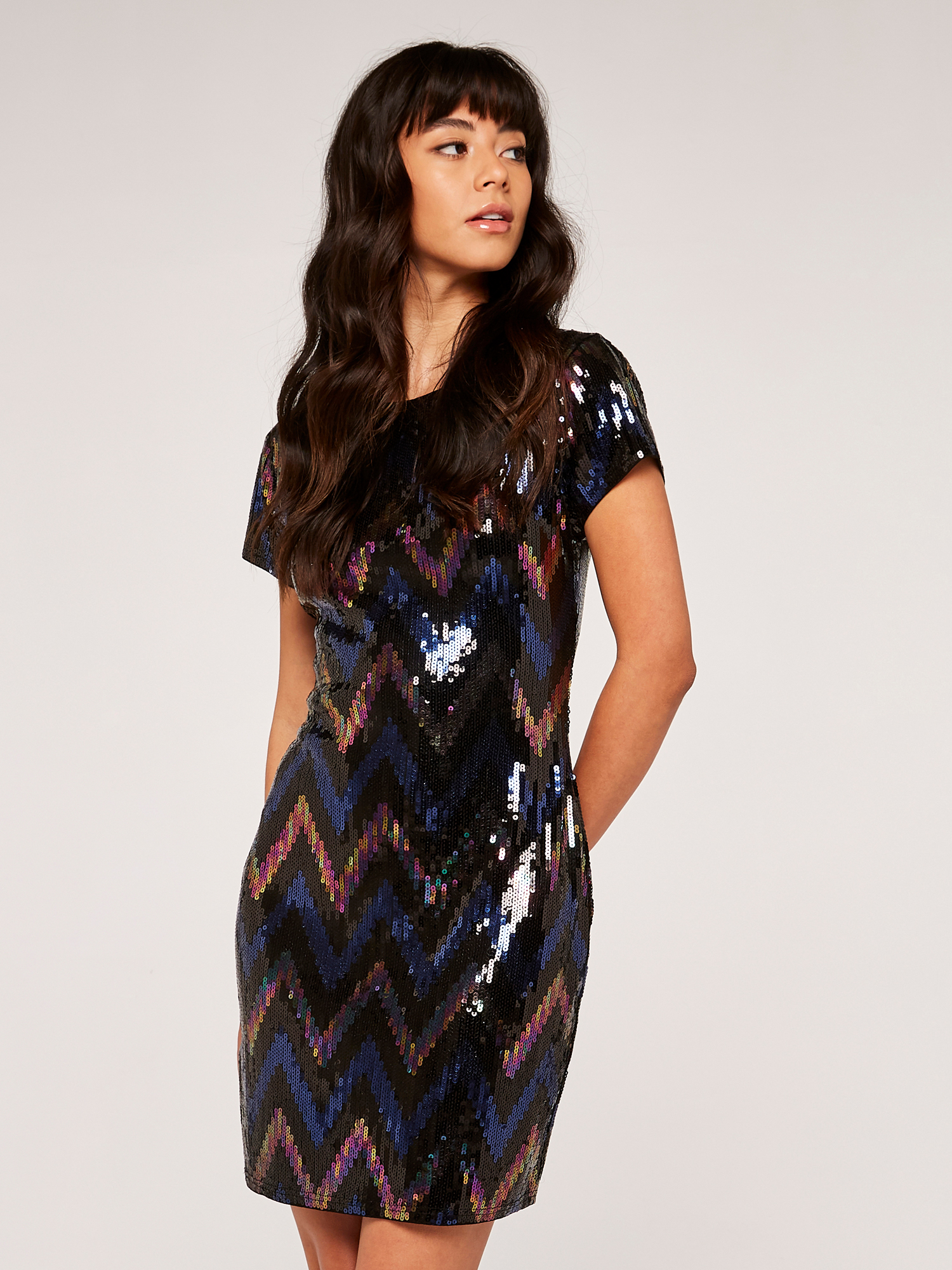 Chevron Sequin Mini Dress | Apricot Clothing