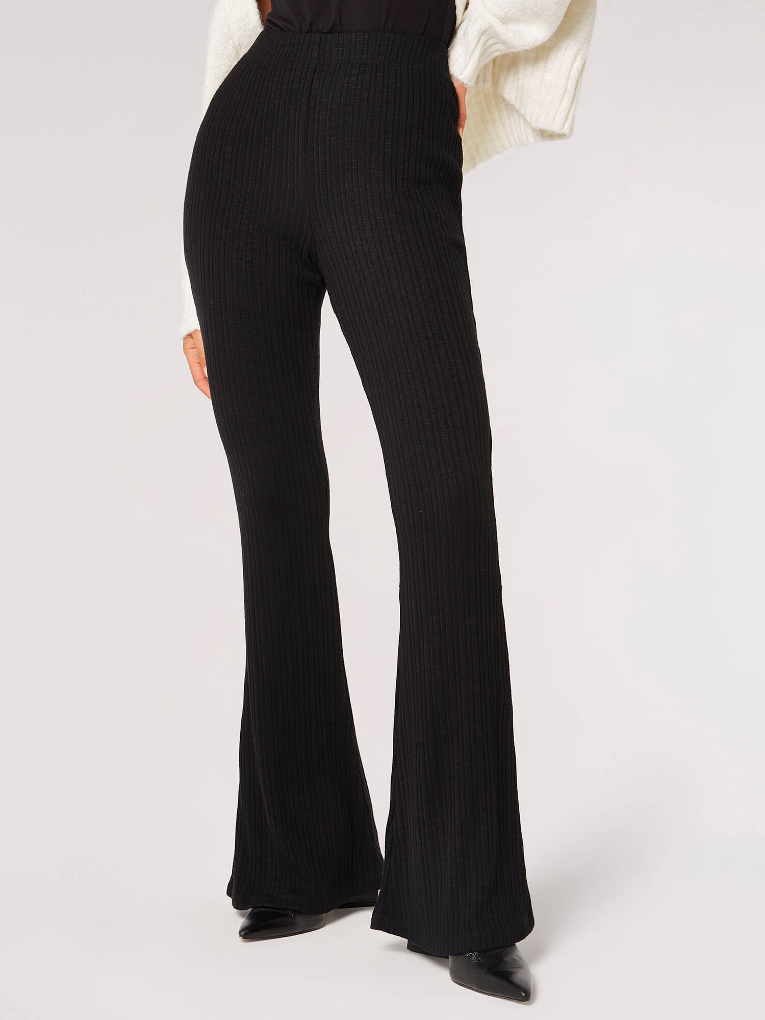 Ribbed Flare Trousers | Apricot Clothing