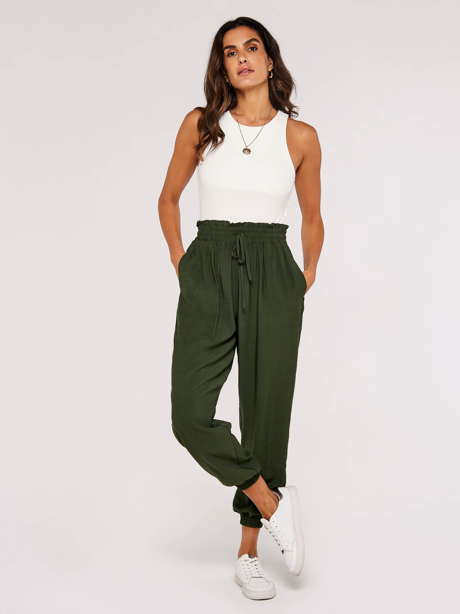 Voila Belted eyelet pegged High Waist Trousers  TrenBee